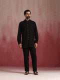 trueBrowns Men's Black Cotton Dobby Kurta Co-ord Set