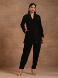 trueBrowns Black Velvet Solid Co-ord Set