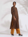 trueBrowns Black Cotton Print Straight Kurta Set