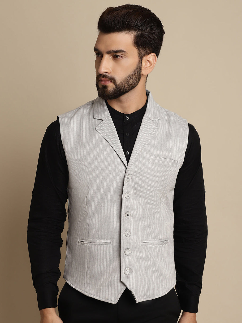 Even Apparels Men's Grey Waistcoat with Notched Lapel
