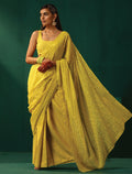 trueBrowns Lime Cotton Gold Lurex Striped Ready to Wear Saree