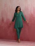 trueBrowns Green Straight Kurta Co-ord Set
