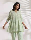 trueBrowns Green Cotton Floral Embroidered Co-ord Set