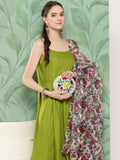 InWeave Women's Olive Strappy Set W White Pink Or Duptta