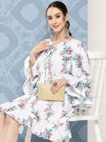 InWeave Women's White Floral Paisley Print Short Dress