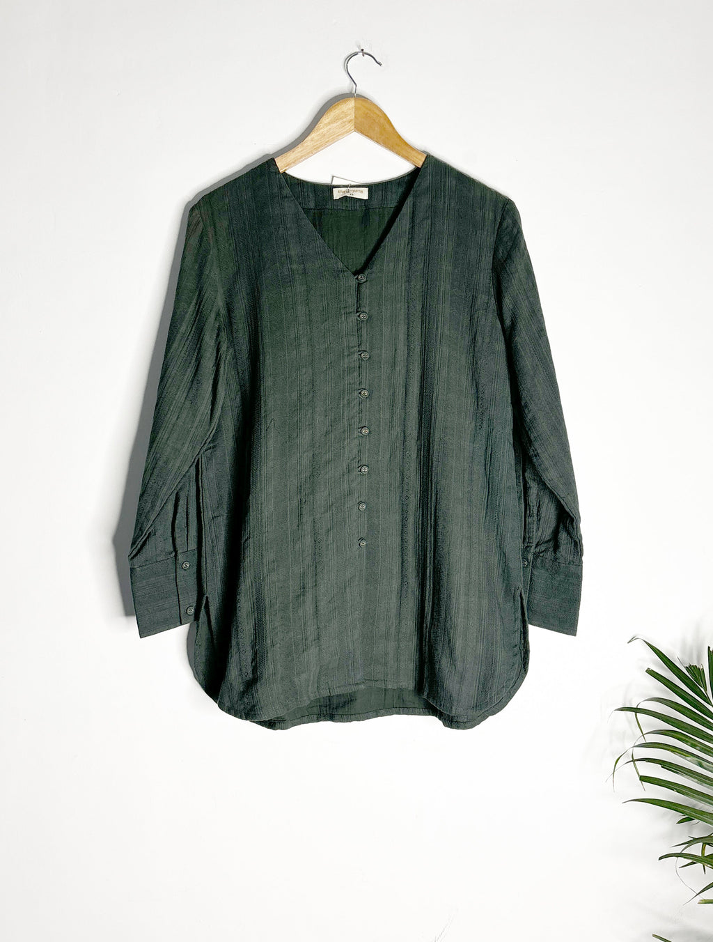 trueBrowns Green Gauze Dobby Kurta Co-ord Set