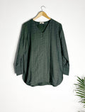 trueBrowns Green Gauze Dobby Kurta Co-ord Set