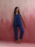 trueBrowns Blue Modal Flared Kurta Co-ord Set