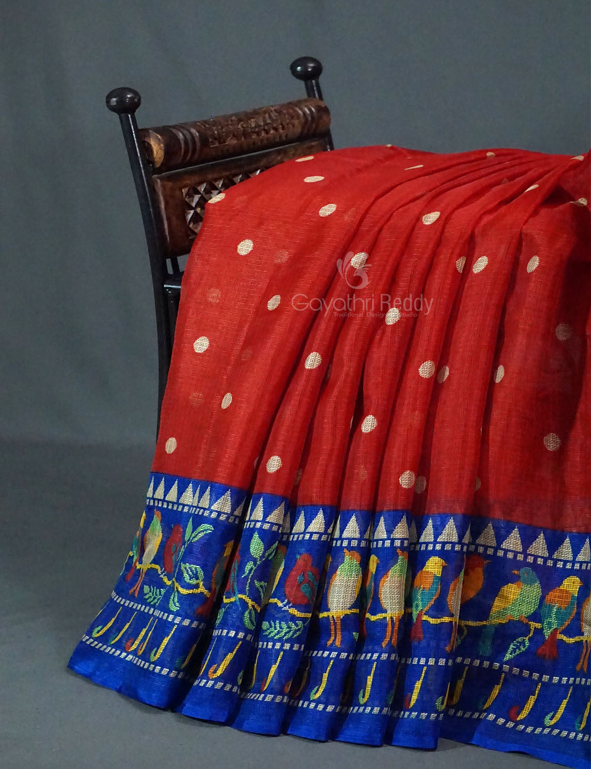 Dark Red Colour With All Over Buttes Semi Silk Kota Saree By Gayathri Reddy Designer Studio