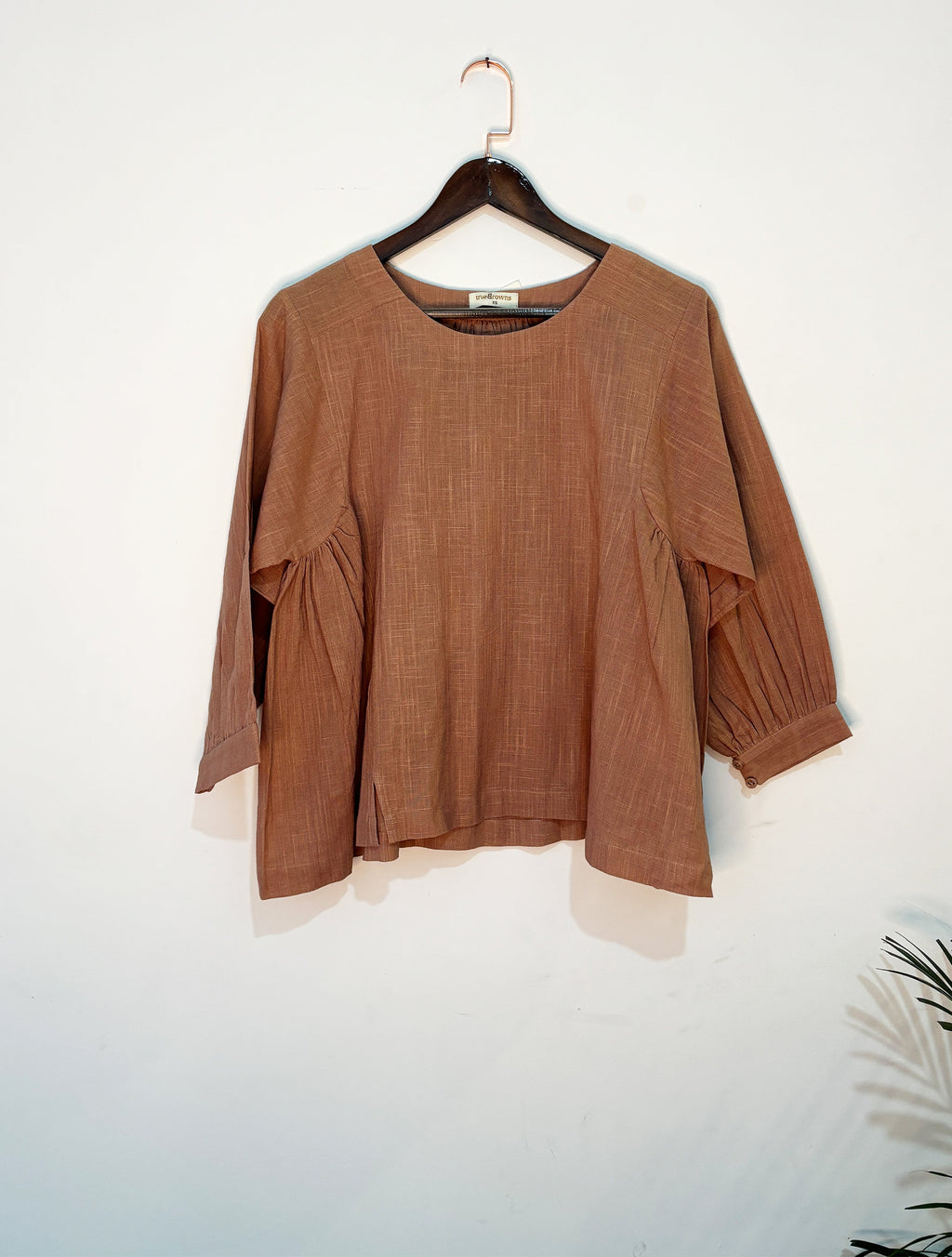 trueBrowns Beige Gauze Short Top Co-ord Set