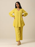 trueBrowns Lime Slub Textured Short Co-Ord Set