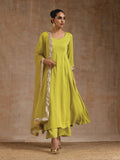 trueBrowns Lime Modal Satin Anarkali Set