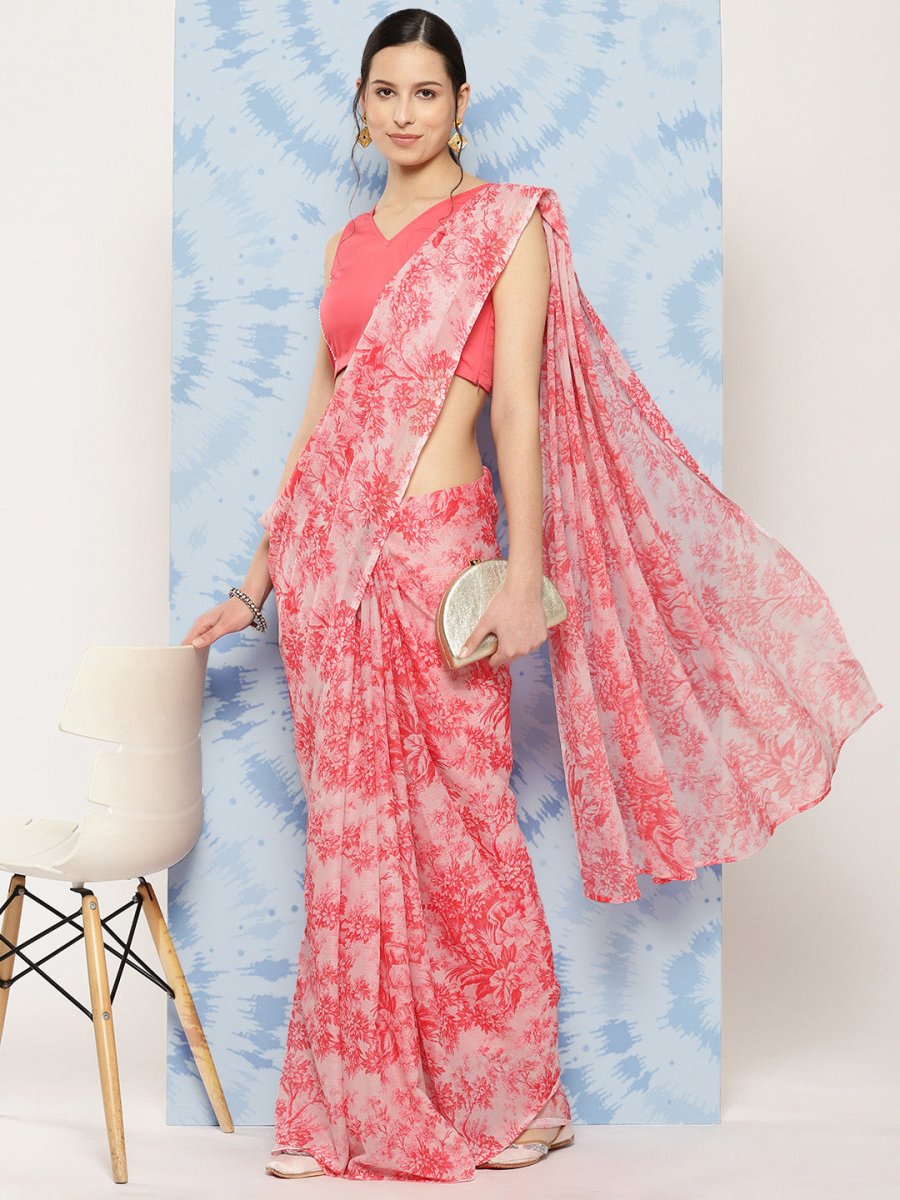 Ahalyaa Floral Poly Chiffon Saree