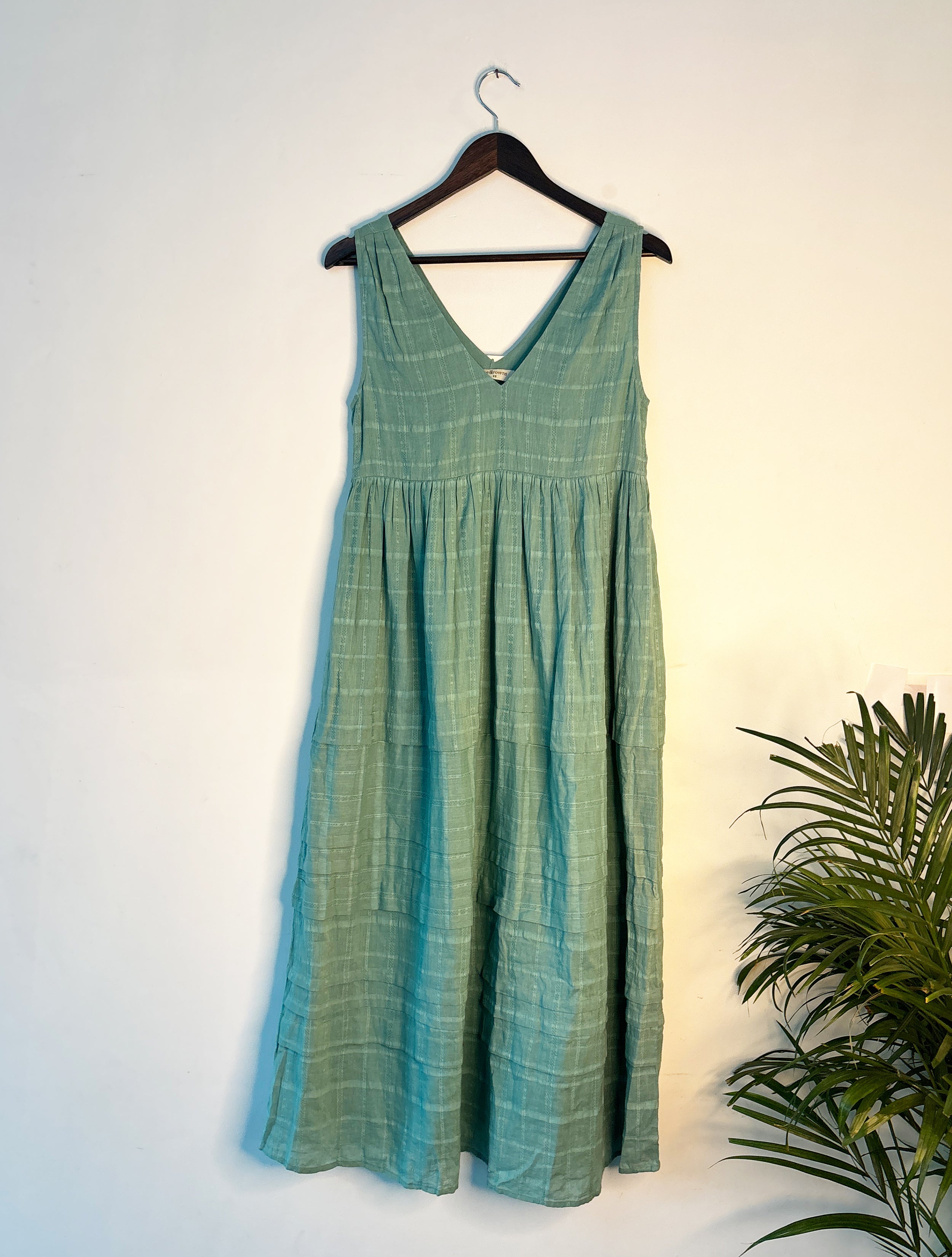 trueBrowns Blue Cotton Dobby Dress