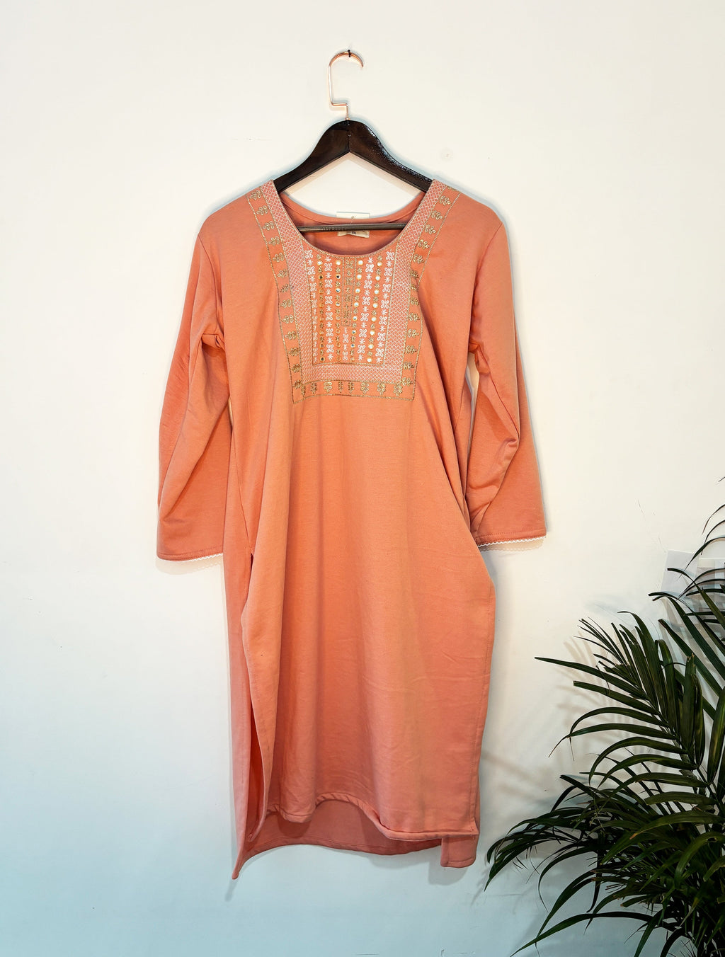 trueBrowns Orange Straight Kurta Set