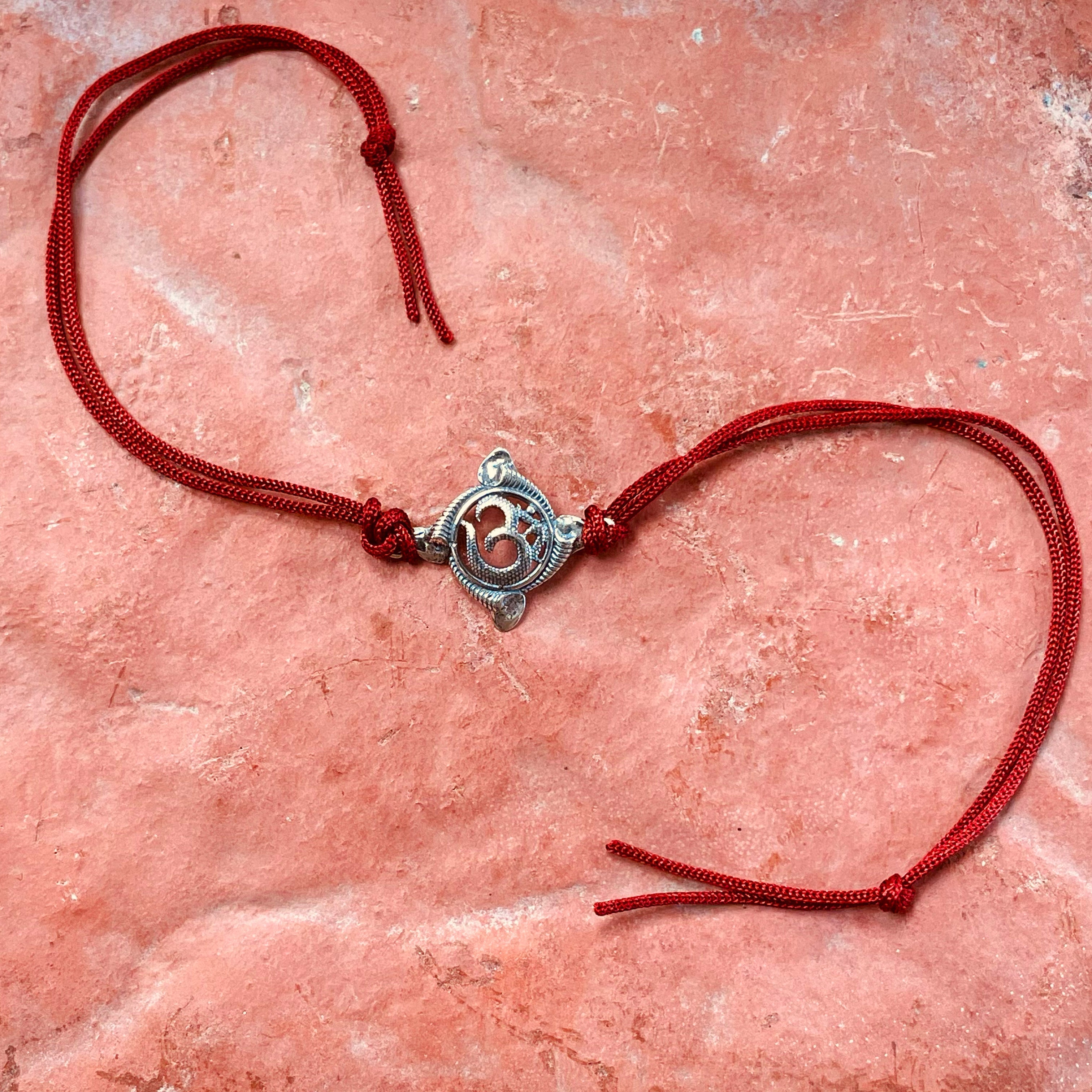 trueBrowns 925 Sterling Silver Textured Om Thread Rakhi