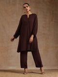 trueBrowns Cola Brown Modal Satin Relax Co-ord Set