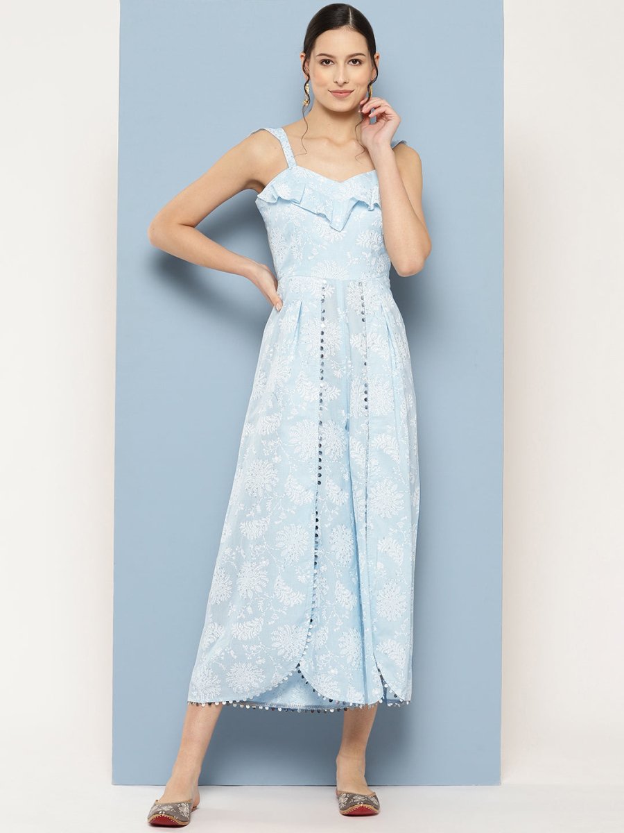Ahalyaa Printed Basic Jumpsuit with Ruffles