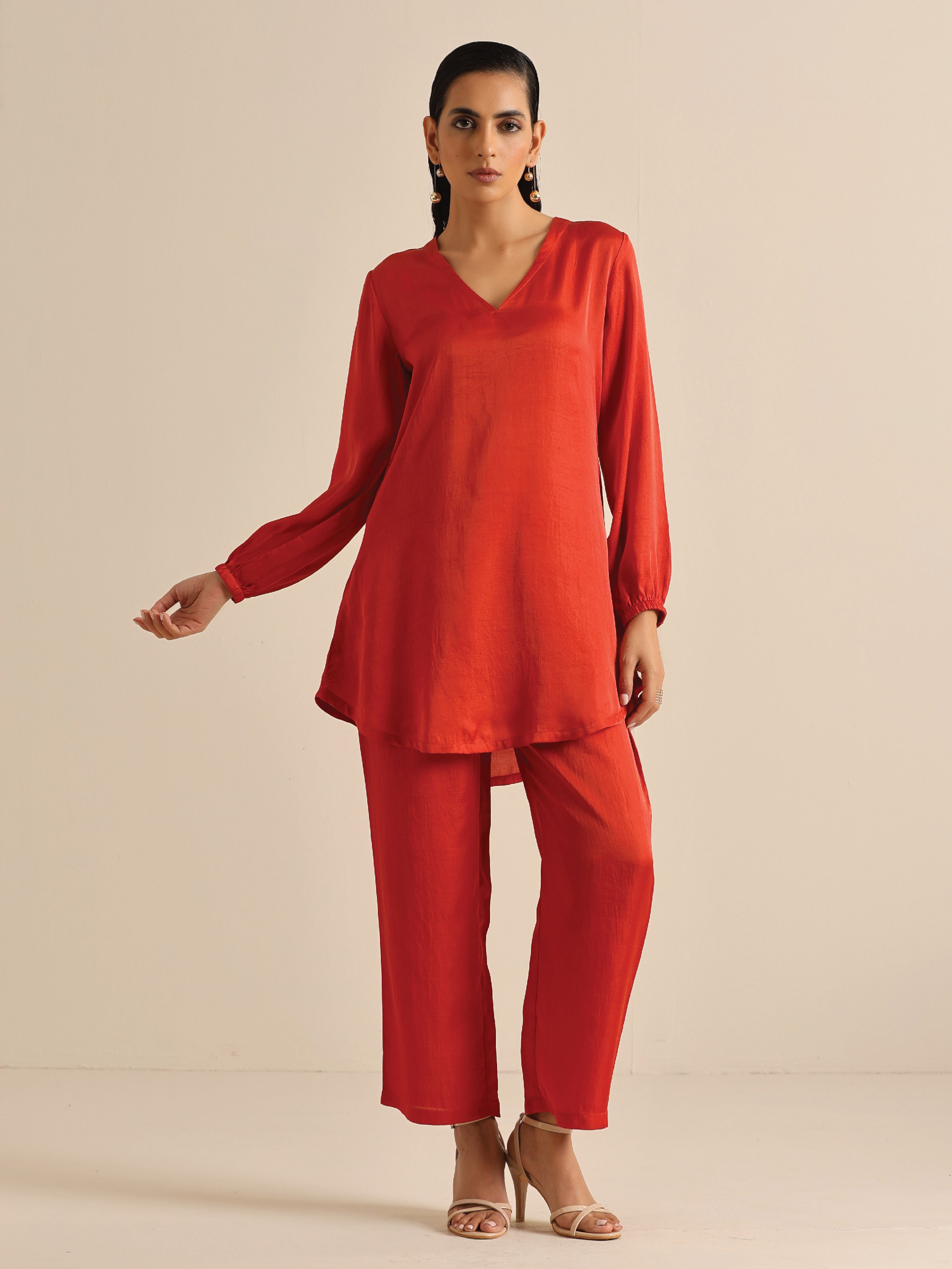 trueBrowns Rust Silk Blend Short Co-Ord Set