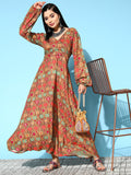 InWeave Women's Rust Edgy Print Dress