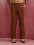 trueBrowns Men's Brown Cotton Twill Pants