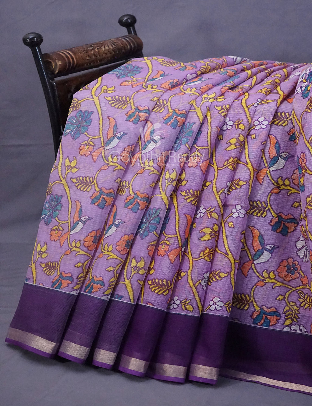 Lavendar & Blue Combo Bird Design Pure Kota Cotton Saree By Gayathri Reddy Designer Studio