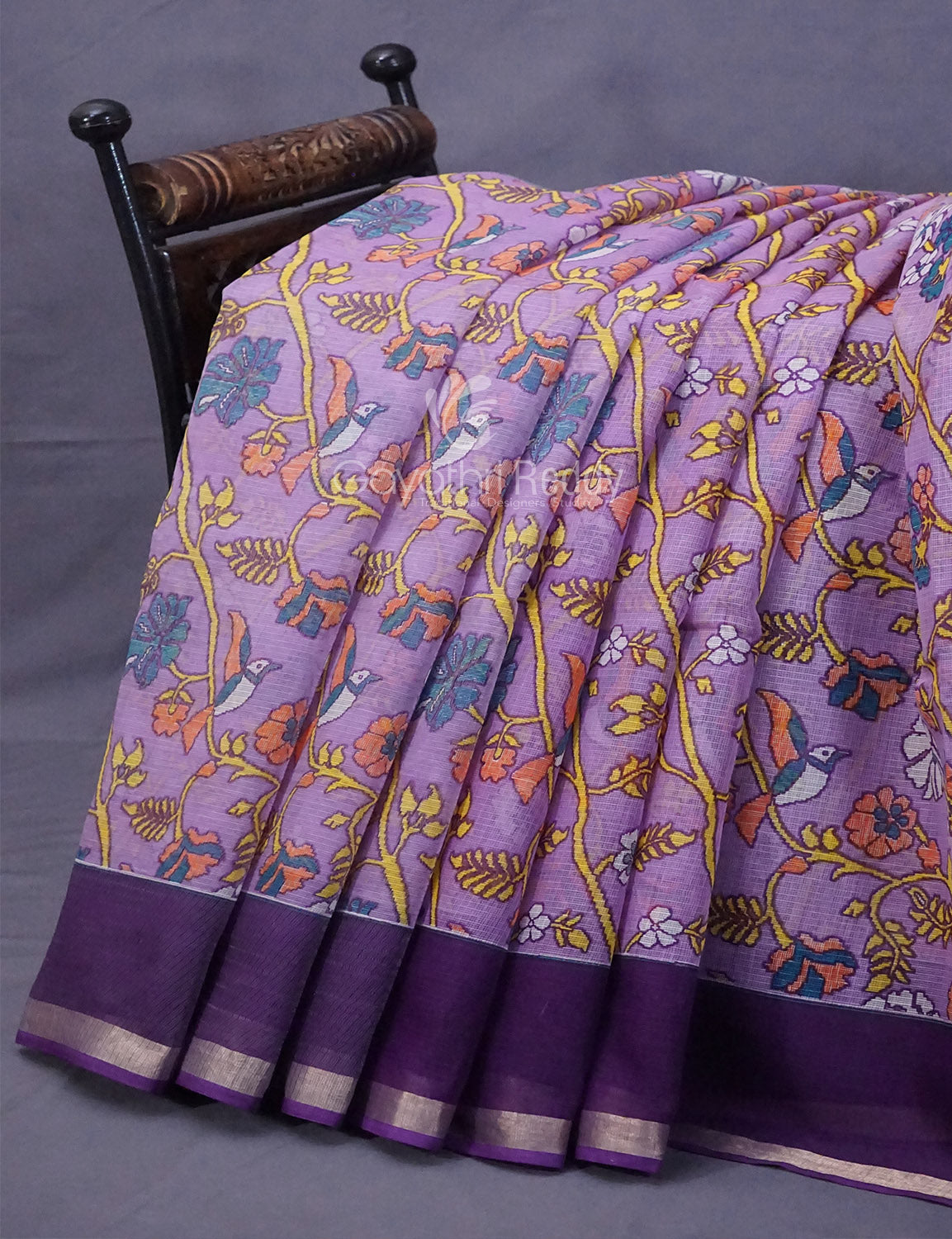 Lavendar & Blue Combo Bird Design Pure Kota Cotton Saree By Gayathri Reddy Designer Studio