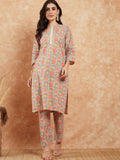 InWeave Women's Light Blue Floral Jaal Gota Work Straight Kurta Pant Set