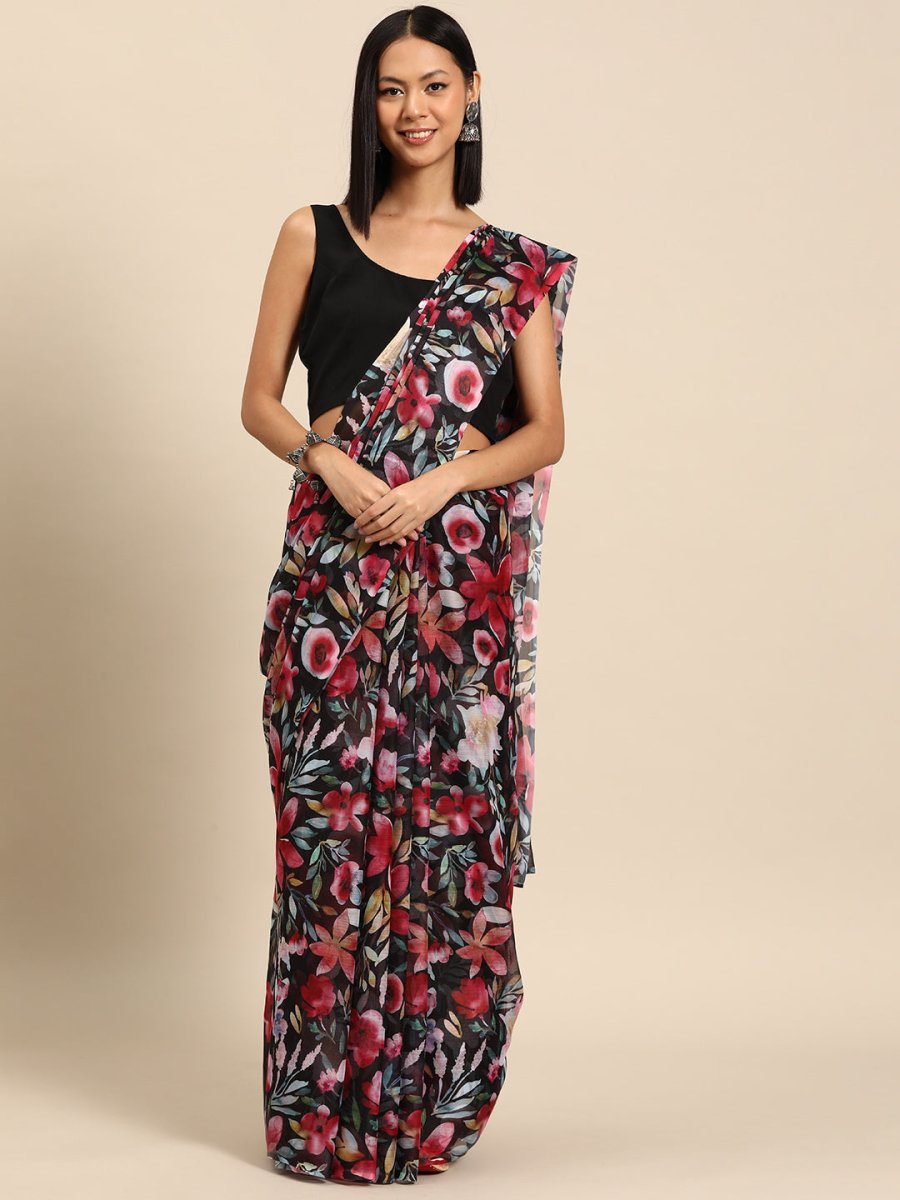 Ahalyaa Floral Poly Chiffon Saree