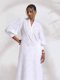 trueBrowns trueBrown White Cotton Schiffli Kurta Set
