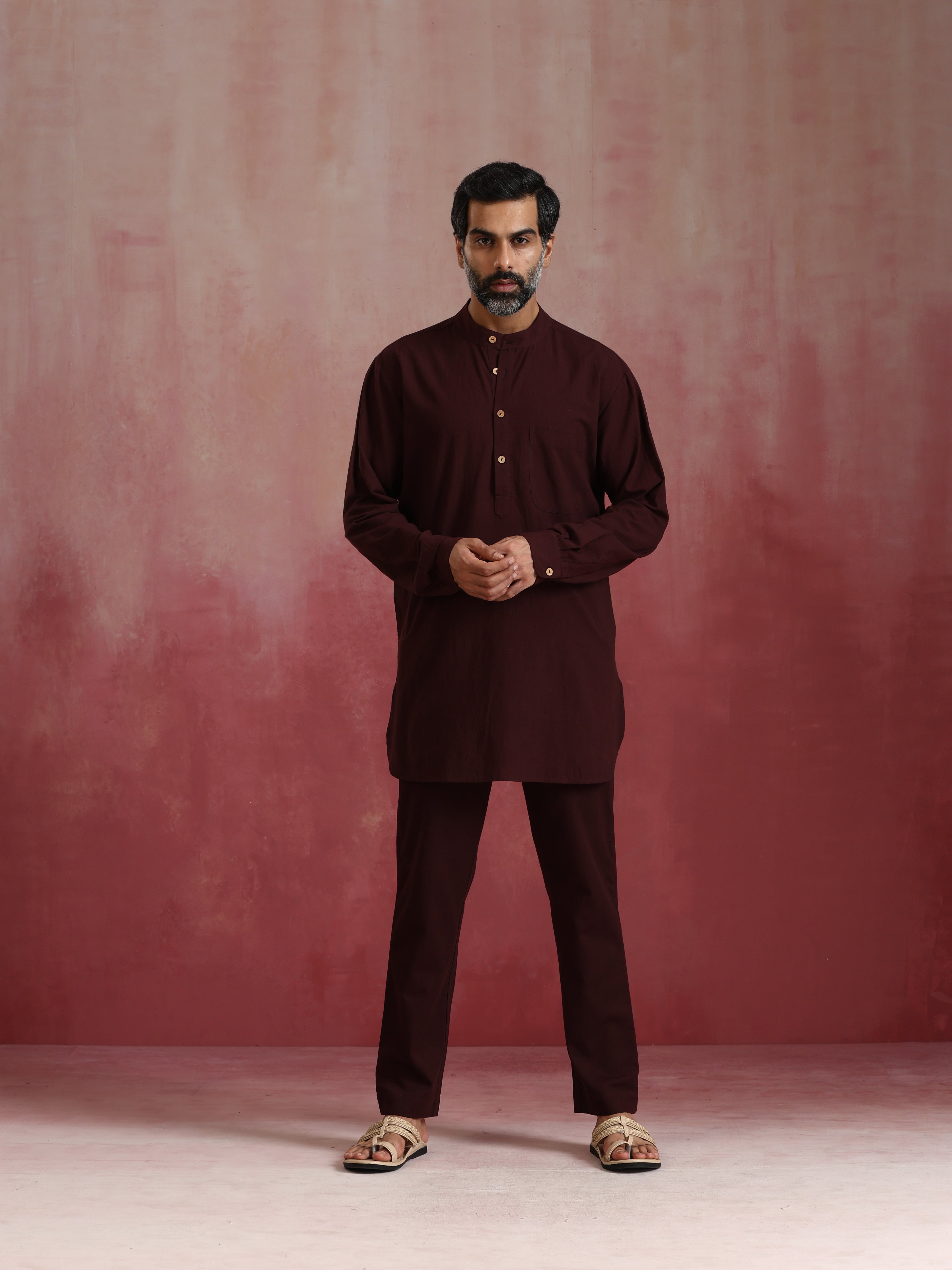 trueBrowns Men's Cola Cotton Mandarin Collar Kurta Co-ord set