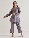 trueBrowns Plum Grey Foil Short Co-Ord Set