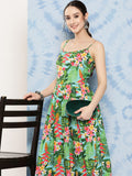 InWeave Women's Mint Green Leaf Japanese Art Strappy Set