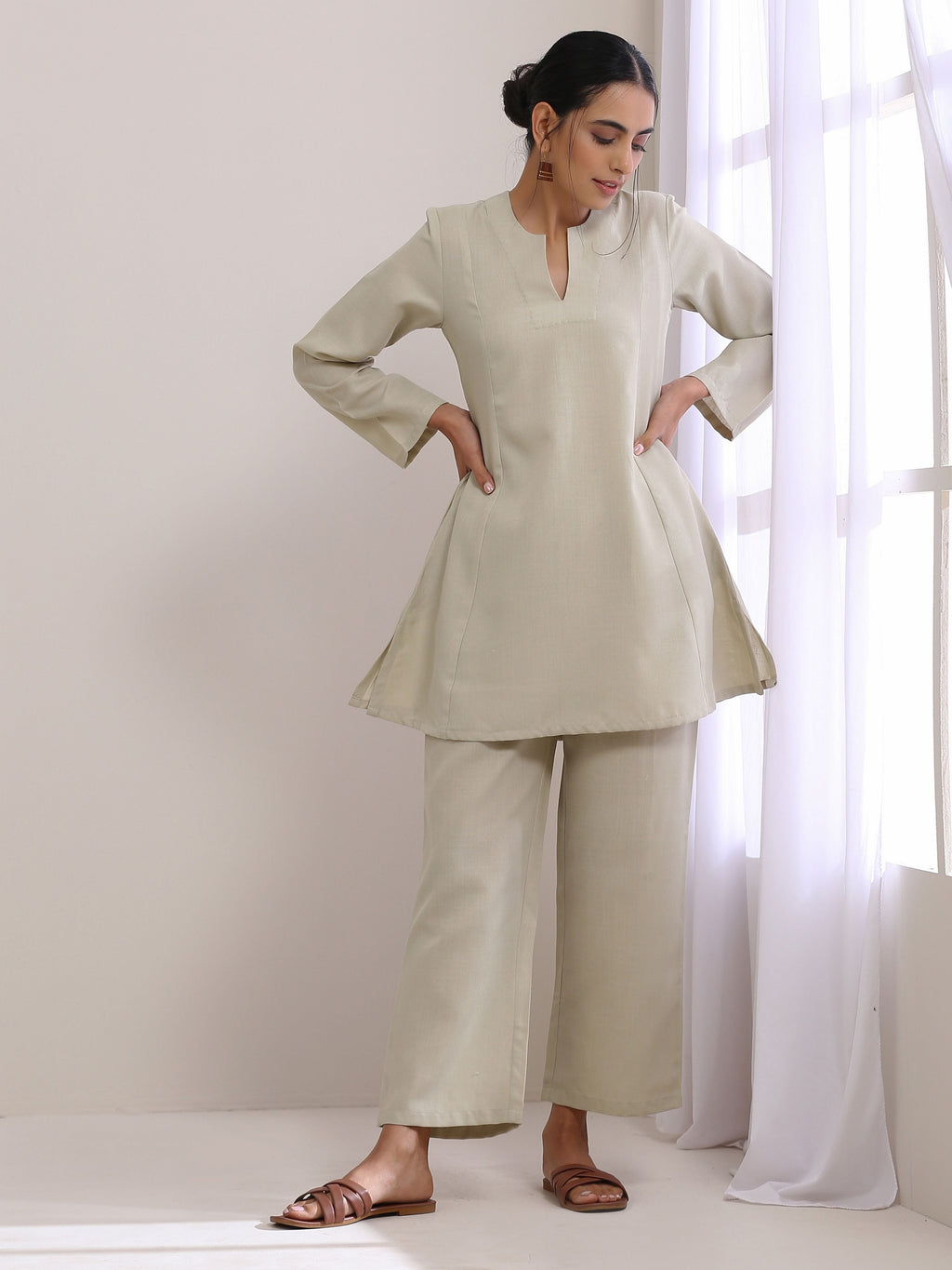 trueBrowns Light Grey Slub Co-Ord Set