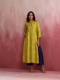 trueBrowns Lime Viscose Silk Kurta Set