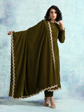 trueBrowns Mehandi Velvet Lace Shawl