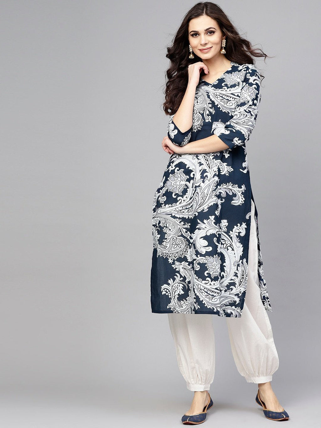 Antaran Blue Pure Cotton Printed Kurta Pant Set