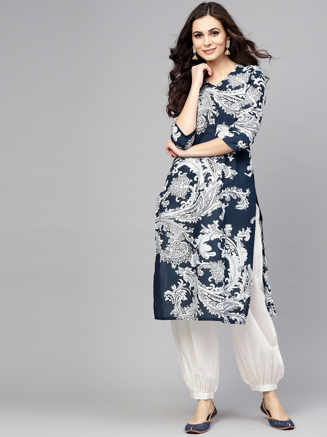 Antaran Blue Pure Cotton Printed Kurta Pant Set