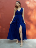 trueBrowns Blue Velvet Sleeveless Dress
