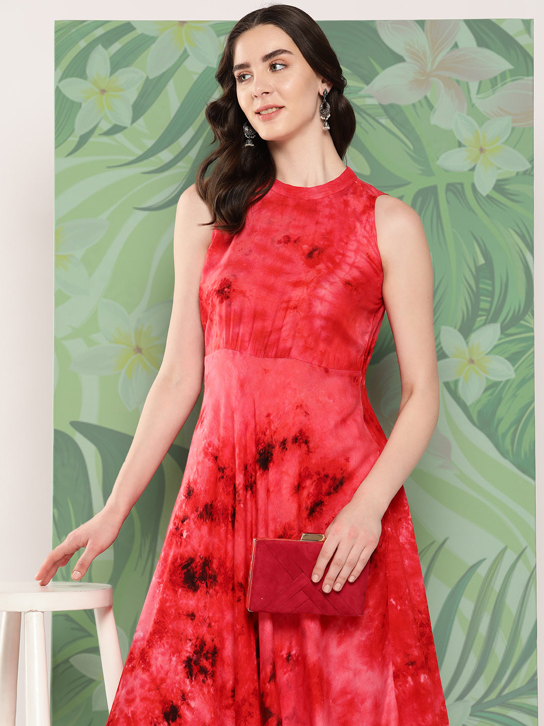 InWeave Women's Red Tie And Die Dress