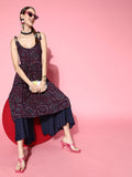 InWeave Women's Navy Bandhani Backdetail Kurta Set