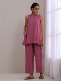 trueBrowns Onion Pink Dobby Sleeveless Short Co-Ord Set