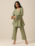 trueBrowns Sage Slub Textured Short Co-Ord Set