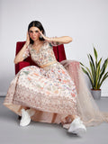House of Panchhi Cream Colour Organza Floral Design Digital Print Lehenga Choli & Dupatta