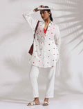 trueBrowns White Cotton Embroidered Kurta Co-ord Set