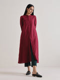 trueBrowns Maroon Placket Kurta Pant Set