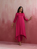 trueBrowns Magenta Highlow Modal Kurta Set