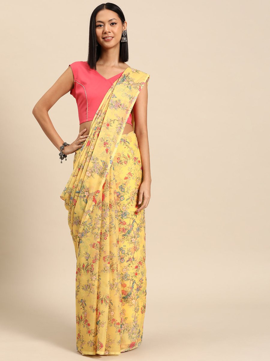 Ahalyaa Floral Poly Chiffon Saree
