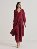 trueBrowns Maroon Angrakha Kurta Set