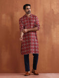 trueBrowns Men's Beige Printed Kurta
